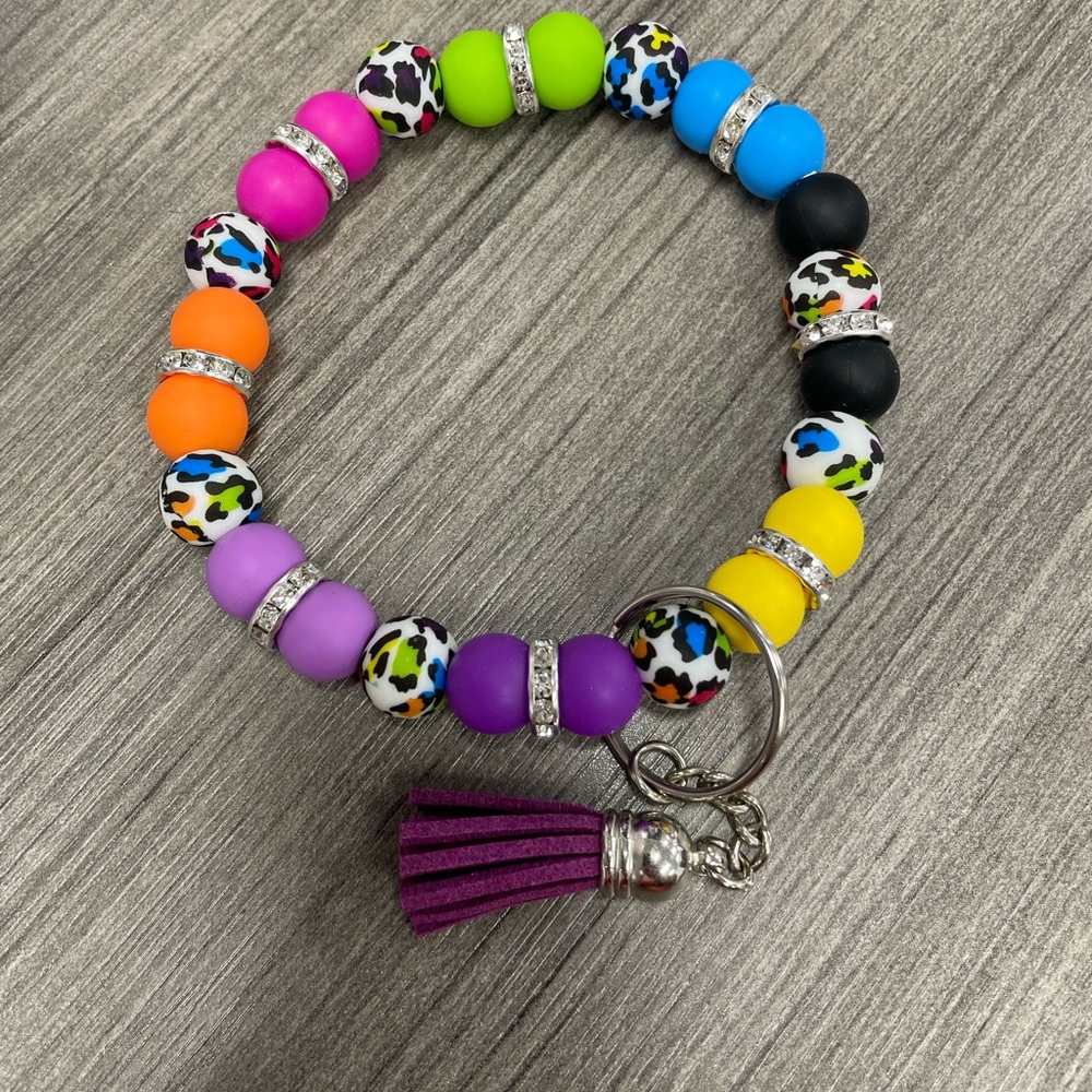 12mm silicone bead wristlet - Lisa Frank theme